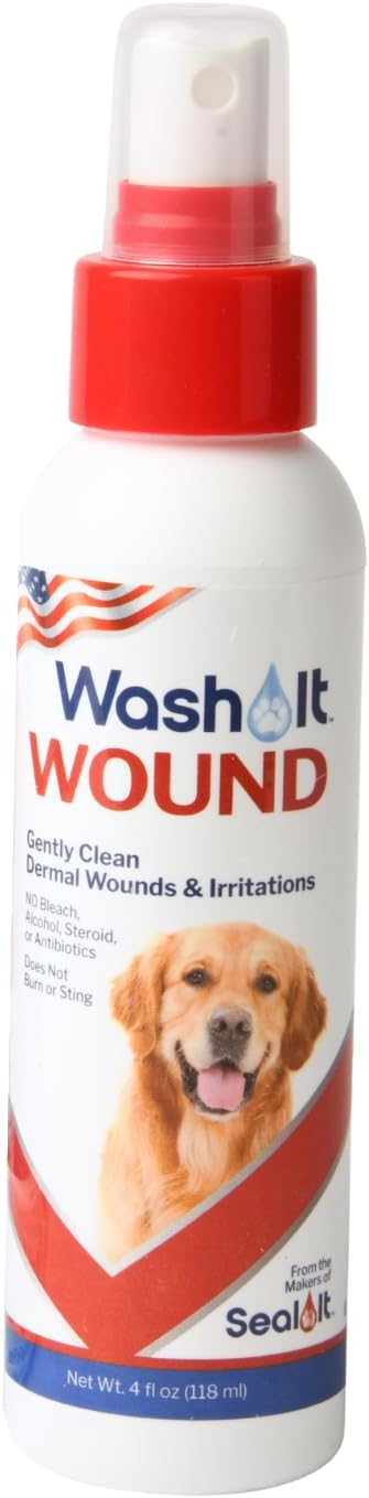 Wash-It Wound Wash for Dogs | Pet Wound Care for Dogs with Hypochlorous Acid to Clean Wounds, Cuts, Burns & Irritation & Prevents Infection | US-Made Dog Wound Care & Safe for All Animals (4oz)