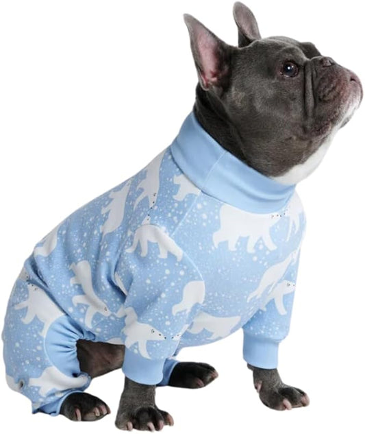 Spark Paws Dog Pajama, Dog Recovery Suit Male, Onesie, Ultra-Soft and 4-Way Stretch, for Small Medium and Large Breeds - Snowy Polar Bear - M