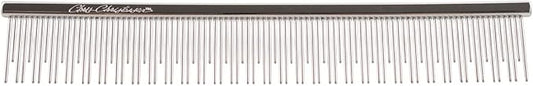 Chris Christensen 6in Cat/Carding Dual Tooth Butter Comb, Groom Like a Professional, Rounded Corners Prevent Friction and Breakage, Solid Brass Spin with Steel Teeth, Chrome Finish