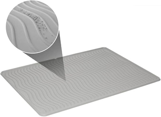 PetFusion ToughGrip Waterproof Cat Litter Matt with Inner Channels & Raised Outer Lip | XL | Premium Grade Silicone | Housebreaking Cat Supplies Needs