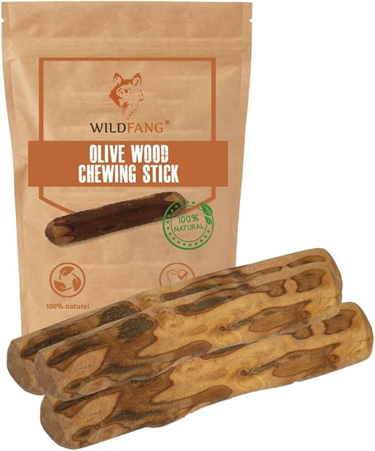 Wildfang® Olive Wood Chewing Sticks for Dogs, Small - Tough Chew Toys for Aggressive Chewers, Puppy Chew Toys for Teething, Training for Chewing Muscles, Olive Wood Stick for Dog (Under 33lbs), 3pack