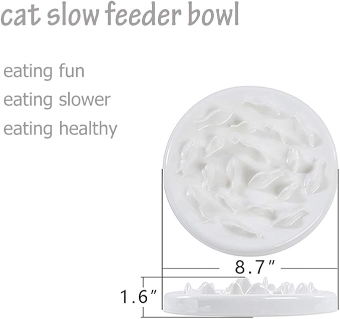 Lorde Slow Feeder Cat Bowls, Ceramic Fun Slow Feed Interactive Bloat Stop Puzzle Cat Bowl Healthy Eating Diet Pet Dog Slow Feeding Bowls…