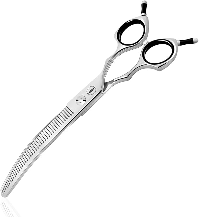 HASHIMOTO Curved Fluffer Scissors for Dog Grooming, 42 Teeth, 50% Thinning Rate, 7.0 inch, Light Weight, Designed to Remove Bulk Quickly While Leaving a Natural Finish for Groomers.
