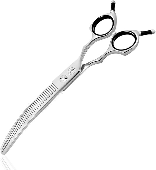 HASHIMOTO Curved Fluffer Scissors for Dog Grooming, 42 Teeth, 50% Thinning Rate, 7.0 inch, Light Weight, Designed to Remove Bulk Quickly While Leaving a Natural Finish for Groomers.