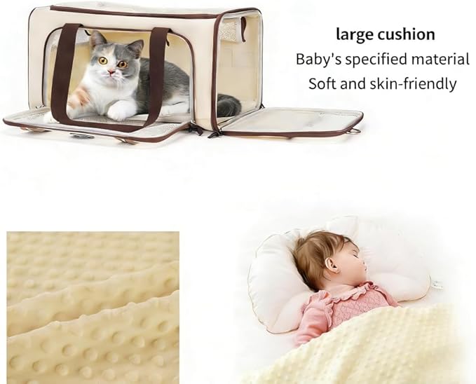 Expandable Pet Carrier for Cats & Dogs, Airline Approved Cat Carrier, Large Travel Bag with with Extra Large Foldable mat