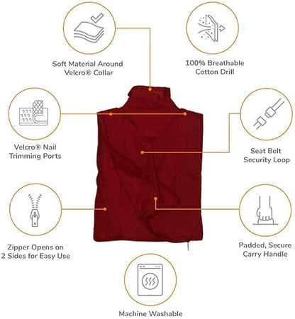 Cozy Comfort Carrier - X-Small Soft Red Cat Carrier and Cat Restraint Bag for Nail Trimming, Vet Visits, Medication Administration, Dental Care, and Travel