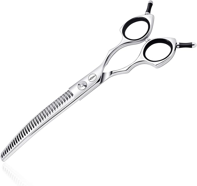 HASHIMOTO Curved Chunkers Shears Dog Grooming,Cat Curved Scissors,33 teeth,7.0 Inch,65% Thinning Rate,Light Weight. Special Designed for Pet Groomers or Family DIY Use.