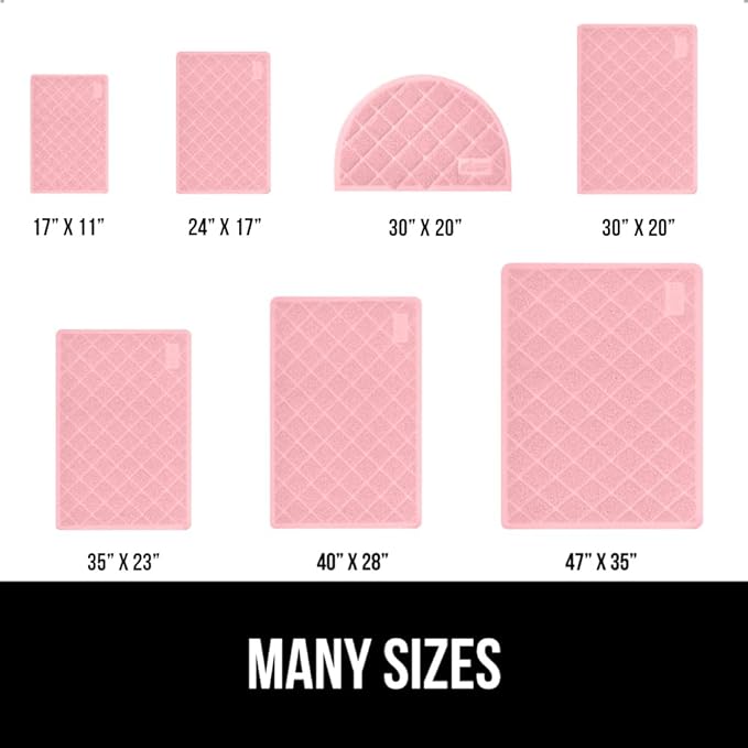 GORILLA GRIP Cat Litter Box Mat, Water Resistant, US Designed Kitty Litter Trapping Mats, Easy to Clean, Scatter Control, Less Mess and Clean Floors, Kitten Supplies for Indoor Cats, 24x17 Light Pink