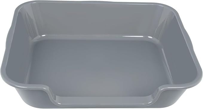 2 Pack Extra Large Dog Litter Box Pan Tray (ABS Material), Low Entry Jumbo Senior Litter Boxes for Multiple Kitten Big Cats, Pet Safe Indoor Dog Potty (Dark Gray, 24" L x 20" W)