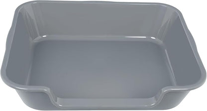 2 Pack Extra Large Dog Litter Box Pan Tray (ABS Material), Low Entry Jumbo Senior Litter Boxes for Multiple Kitten Big Cats, Pet Safe Indoor Dog Potty (Dark Gray, 24" L x 20" W)