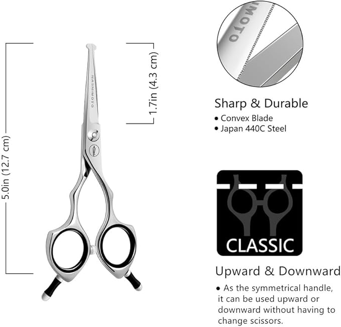 HASHIMOTO Small Dog Grooming Scissors with Rounded Tips, 5.0 inch, Straight Blade with Micro-Serrated, Designed for Trimming around the Eyes,Ears,Nose and Paws.
