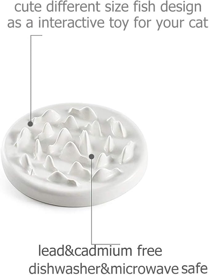 Lorde Slow Feeder Cat Bowls, Ceramic Fun Slow Feed Interactive Bloat Stop Puzzle Cat Bowl Healthy Eating Diet Pet Dog Slow Feeding Bowls…
