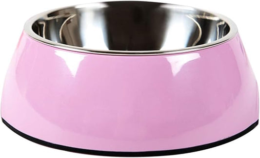 Pet Bowls Stainless Steel Dog Cat Pet Bowl Universal Pet Water and Food Bowls 4 Sizes and 5 Colors Available (S, Pink)