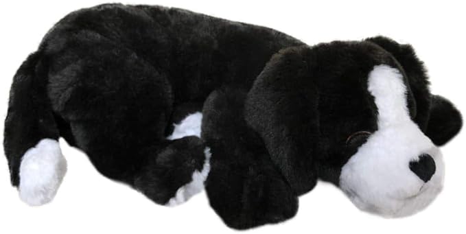 Puppy Heartbeat Toy Sleep Aid with 2 Long-Lasting Heat Packs Last 36 Hours Each Puppy Anxiety Relief Soother Dogs Cuddle Calming Behavioral Aid for Pets (Black and White)