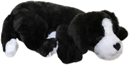 Puppy Heartbeat Toy Sleep Aid with 2 Long-Lasting Heat Packs Last 36 Hours Each Puppy Anxiety Relief Soother Dogs Cuddle Calming Behavioral Aid for Pets (Black and White)