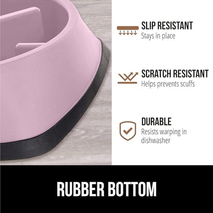 GORILLA GRIP Patent Pending Slow Feeder Dog Bowls, Interactive Puzzle Toy for Dogs and Cats Food Training, Keeps Pets Busy and Prevents Puppy Overeating, All Breeds, 100% BPA Free, 2 Cup, Pink