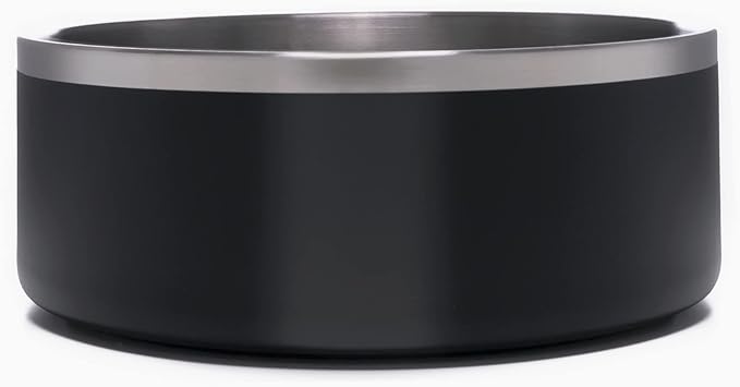 4Knines Dog Bowl Stainless Steel Non-Slip Bottom for Food and Water (Black)