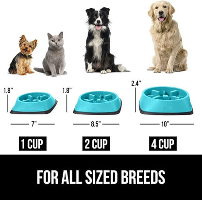 GORILLA GRIP Patent Pending Slow Feeder Dog Bowls, Interactive Puzzle Toy for Dogs and Cats Food Training, Keeps Pets Busy and Prevents Puppy Overeating, All Breeds, 100% BPA Free, 1 Cup, Turquoise