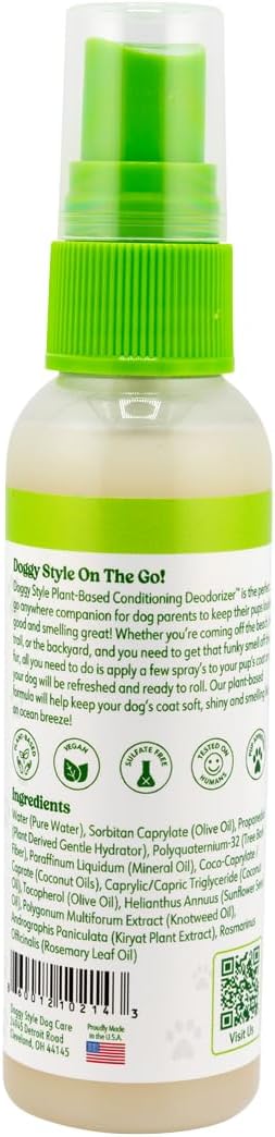 DOGGY STYLE Plant-Based & Hypoallergenic Deodorizing Spray – Conditioning, Long Lasting with Olive Oils, Coconut Oils to Relieve Itchiness, Natural Rosemary for Fresh Smelling Puppies & Pets