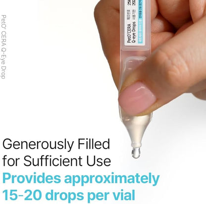 Breezytail PetO’Cera Q-Eye, Lubricating Eye Drops, Daily Moisture for Dry Eyes, Gently Flushes Irritants & Tear Stains, Vet-Approved for Dogs & Cats, 1ml*30ea