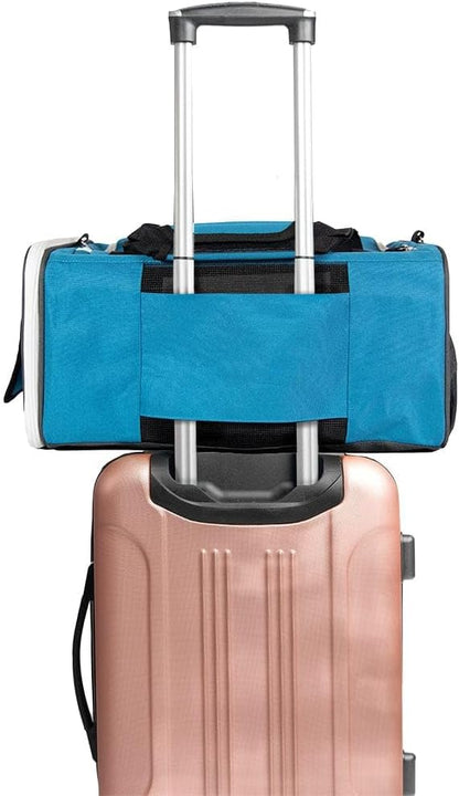 Travel Cat The Odyssey Soft Cat Carrier - Portable Comfort Soft Sided Travel Carrier for Small, Medium Cat, Kitten up to 20 LBs - Pet Travel Carrier Backpack with Shoulder Strap (Blue)