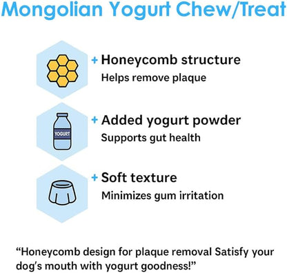 KI-You Mongolian Yogurt for Dogs – Probiotic & Prebiotic Rich for Gut Health, Soft Honeycomb Shape for Gentle Dental Care, for Sensitive Gums (Treat - Small Type)