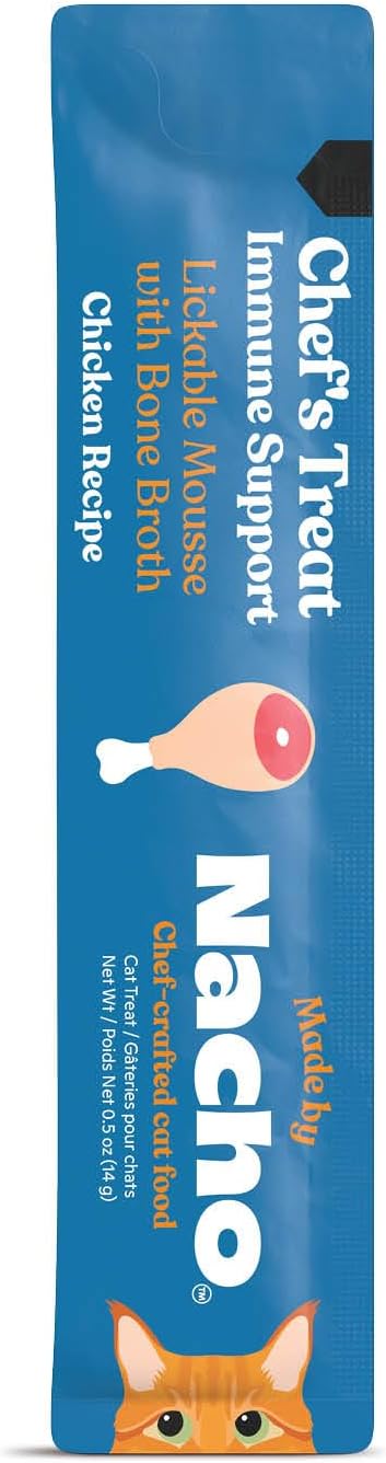 Made by Nacho Functional Mousse Sachets, Lickable Cat Treats, 12 Count with Bone Broth, 0.5 oz, No Grains, Corn, Wheat or Soy