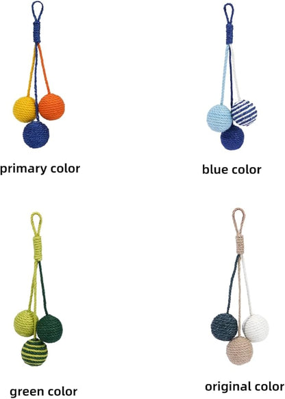 Cat Toy Sisal Ball Hanging Cat Toy Handmade Cat Rope Ball Chew Eco-Friendly Toy Pets Interactive Toy Cat Toys for Indoor Cats (Original Color, 1pcs)