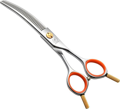 Fenice Peak 6'' Small Curved Thinning Scissors Lightweight Dog Cat Grooming Scissors with Safety Round Tip JP440C Stainless Steel