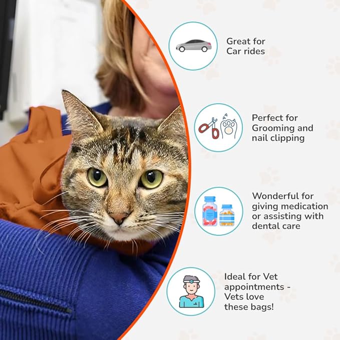 Cozy Comfort Carrier - Large Caramel Pet Carrier for Cat and Cat Restraint for Medication Administration, Nail Clipping, Travel, Vet Visits, and Dental Care