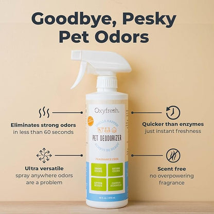 Oxyfresh Extra Strength Pet Urine Odor Eliminator for Home Spray - Goodbye to Stinky Odors - No Fragrance, No Harsh Chemicals - Works on Contact - Upholstery & Auto - Safe & Pet Parents Love It