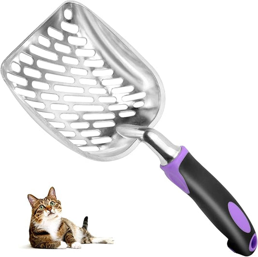 Cat Litter Scoop -Metal Cat Litter Scoop-Upgrade Sturdy Mesh Scooper - Mesh Shovel-Easy to Clean - Suitable for Cat Litter Box -Purple-More