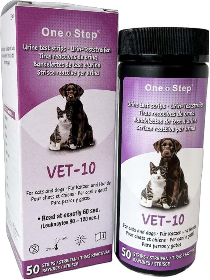 One Step Pet Urine Testing Strips, 50 x Urinalysis Parameter Tests for Dogs, Cats, Vets, Accurate Testing for Veterinarians, Detects UTI, Diabetes, Bladder, Kidney, Liver, SG, pH, Glucose