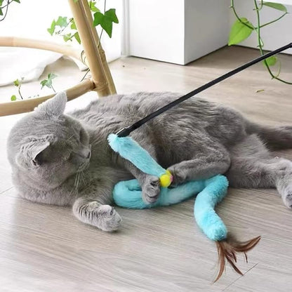 Cat Toys for Indoor Toys,Rainbow Cat Wand Toys,Feather Flips Plush Ball Cat Toys,Interactive Feather Toy for Teaser Play and Chase Exercise with Kitten 3 Pack (Pack 3)