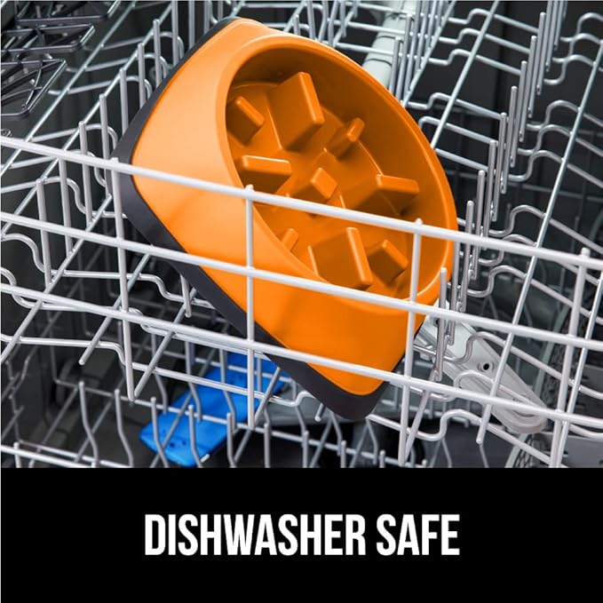 GORILLA GRIP Patent Pending Slow Feeder Dog Bowls, 4 Cup Interactive Puzzle Toy for Dogs and Cats Food Training, Keeps Pets Busy and Prevents Puppy Overeating, All Breeds, 100% BPA Free, Orange