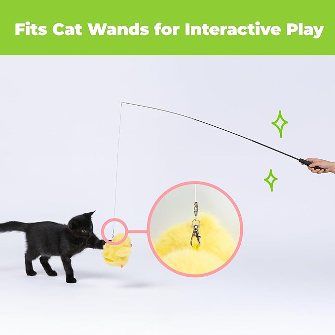 Catify by Best Pet Supplies Interactive Cat Toys – Plush, Motion-Activated & Squeaking Toys with Premium North American Catnip for Indoor Cats & Kittens - Duckling, Yellow