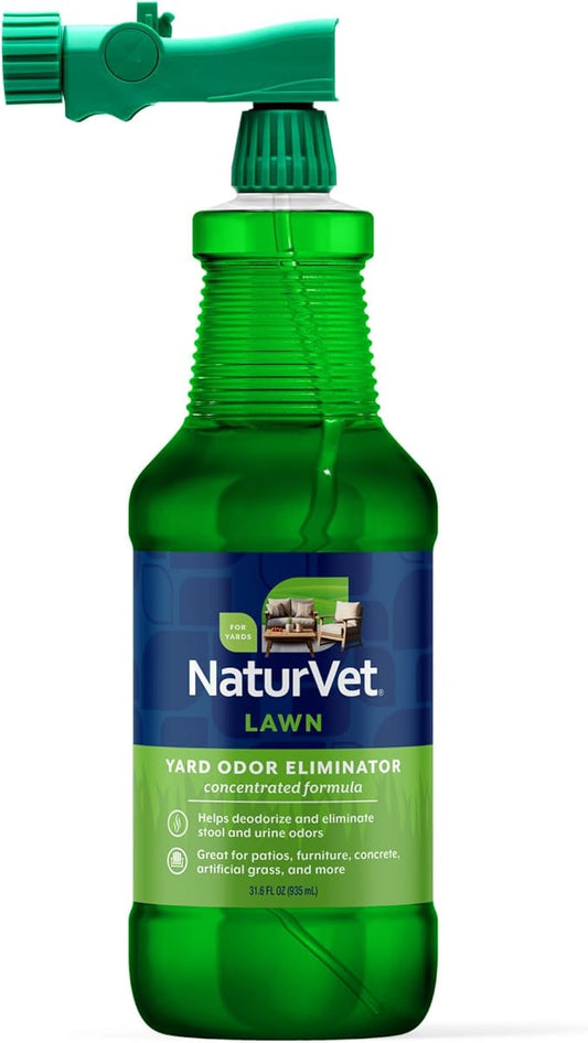 NaturVet – Yard Odor Eliminator – Eliminate Stool and Urine Odors from Lawn and Yard – Designed for Use on Grass, Plants, Patios, Gravel, Concrete & More – 31.6 oz Ready-to-Use with Nozzle