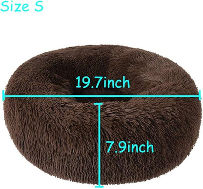 BODISEINT Modern Soft Plush Round Pet Bed for Cats or Small Dogs, Mini Medium Sized Dog Cat Bed Self Warming Autumn Winter Indoor Snooze Sleeping Cozy Kitty Teddy Kennel (20'' D x 8'' H, Chocolate)