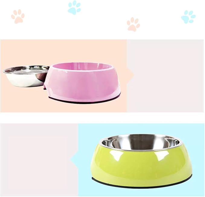 Pet Bowls Stainless Steel Dog Cat Pet Bowl Universal Pet Water and Food Bowls 4 Sizes and 5 Colors Available (S, Green)