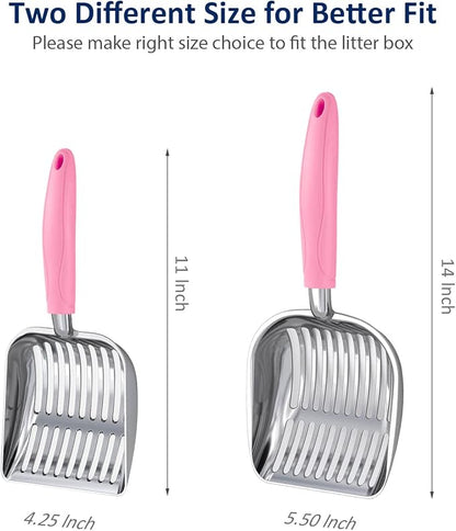WePet Cat Litter Scoop, Aluminum Alloy Sifter, Kitty Metal Scooper, Deep Shovel, Long Handle, Poop Sifting, Kitten Pooper Lifter, Durable, Heavy Duty, for Litter Box
