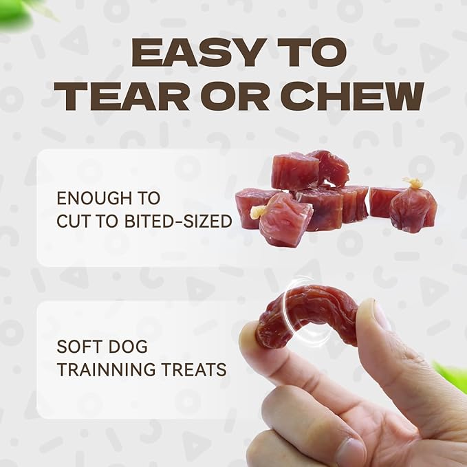 Duck Sausage Soft Dog Treats, Duck Jerky Training Treats Skiny Coat Dog Chews for Senior Small Medium Large Breed 10.58oz