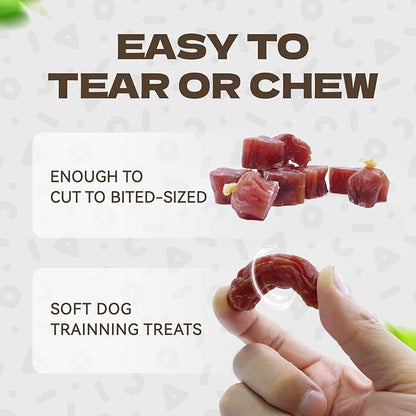 Duck Sausage Soft Dog Treats, Duck Jerky Training Treats Skiny Coat Dog Chews for Senior Small Medium Large Breed 10.58oz