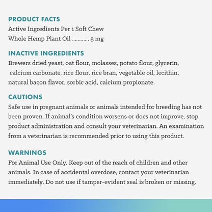 iHeartDogs Hemp Calming & Mobility Chews for Dogs - Dog Anxiety Relief Bites with Hemp - Bacon Flavored Dog Calming Treats for Anxiety, Stress, & Joint Movement