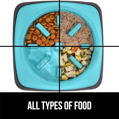 GORILLA GRIP Patent Pending Slow Feeder Dog Bowls, Interactive Puzzle Toy for Dogs and Cats Food Training, Keeps Pets Busy and Prevents Puppy Overeating, All Breeds, 100% BPA Free, 1 Cup, Turquoise