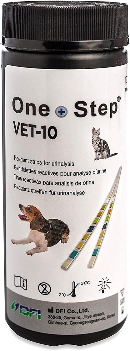 One Step Pet Urine Testing Strips, 100 x Urinalysis Parameter Tests for Dogs, Cats & Animals, Pet Test Glucose Strips, Accurate Testing for Vets, Detects UTI, Bladder, Kidney, Liver, SG, pH