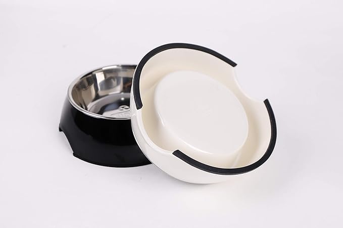 Pet Bowls Stainless Steel Dog Cat Pet Bowl Universal Pet Water and Food Bowls 4 Sizes and 5 Colors Available (L, Black)