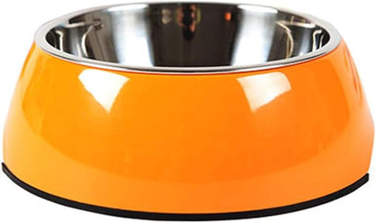 Pet Bowls Stainless Steel Dog Cat Pet Bowl Universal Pet Water and Food Bowls 4 Sizes and 5 Colors Available (M, Orange)