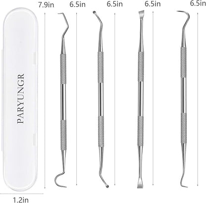 Dental Tools Pet Dog Teeth Cleaner Tool Kit, Stainless Steel Plaque Remover Dental Picks Tooth Tartar Scraper, Pets Oral Care Hygiene Set for Cats and Dogs Use with Case