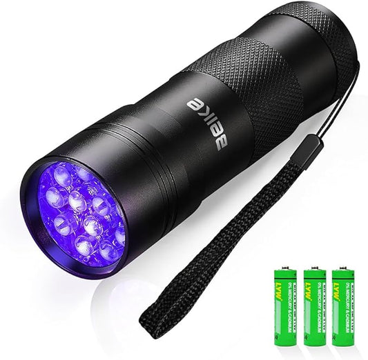 UV Flashlight Black Light–Small Portable Mini 12 LED Blacklight Flashlight for Hidden Stain Detection in Room, Resin Curing,Scorpion & Bed Bug Find,Pet Urine & Dry Stain Detection/Carpets/Rugs/Floors