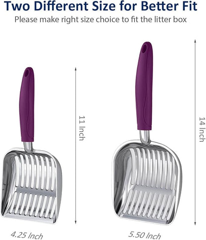 WePet Cat Litter Scoop, Aluminum Alloy Sifter, Kitty Metal Scooper, Deep Shovel, Long Handle, Poop Sifting, Kitten Pooper Lifter, Durable, Heavy Duty, for Litter Box